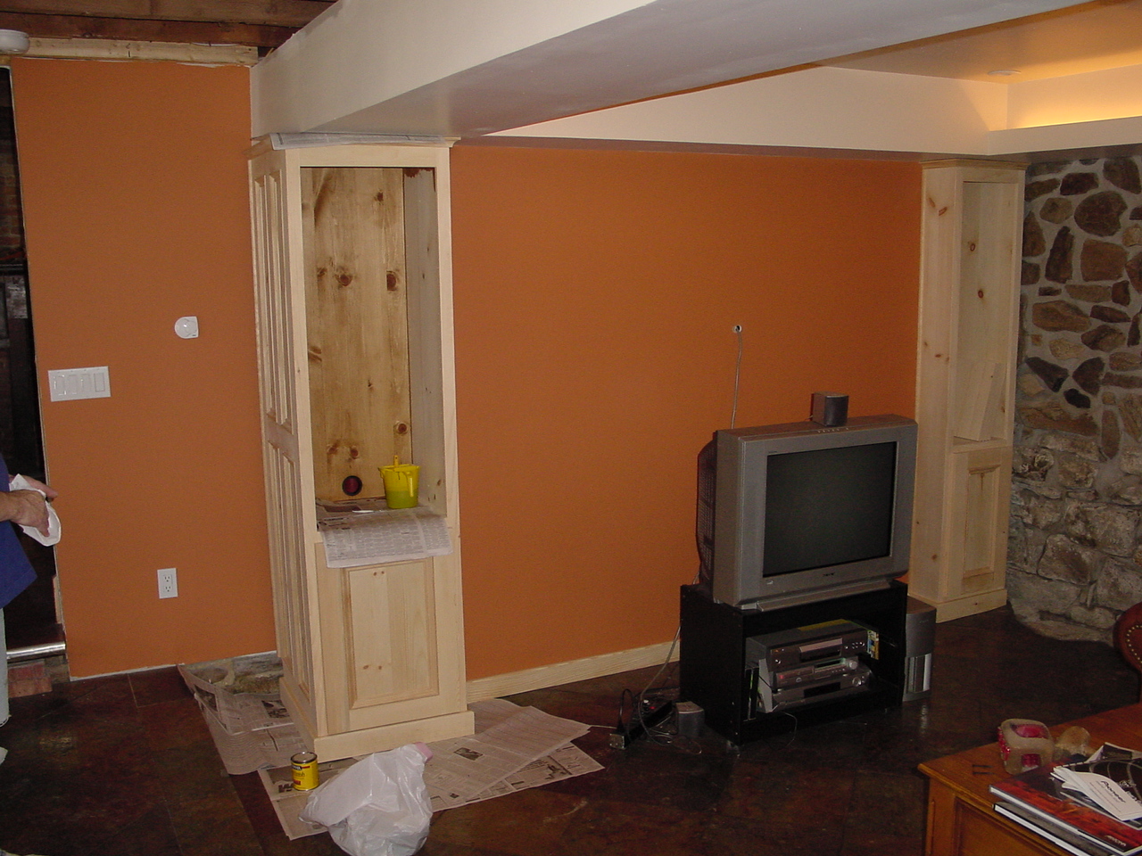 Family room custom cabinets going in