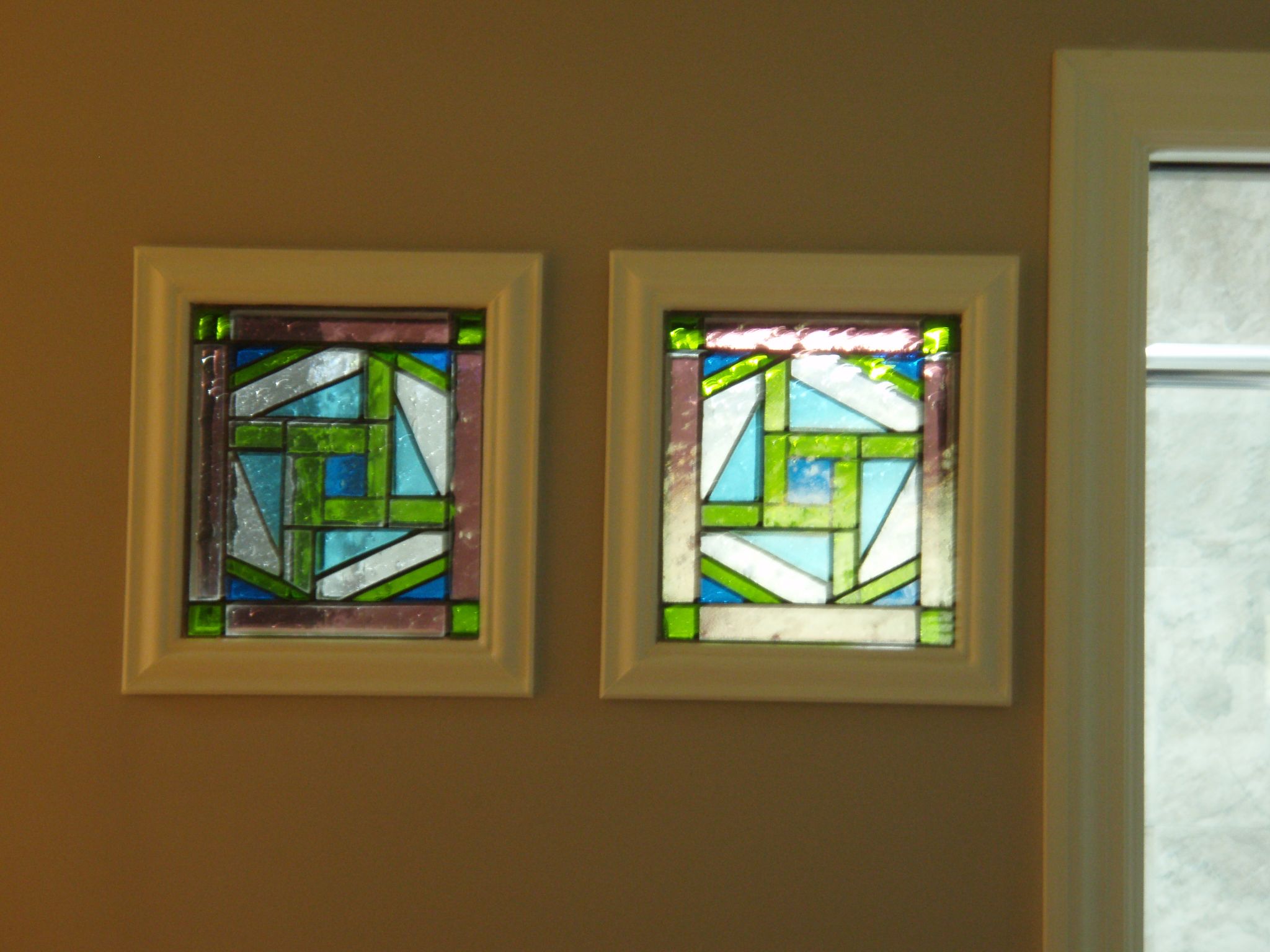 Stain glass (built by a local artist) is in